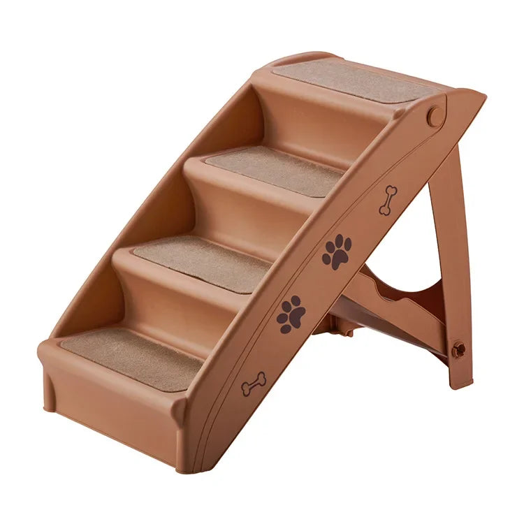 Pet Supplies Beige Folding Dog Stairs Plastic Non-Slip Pet Steps Foldable Dog Stairs