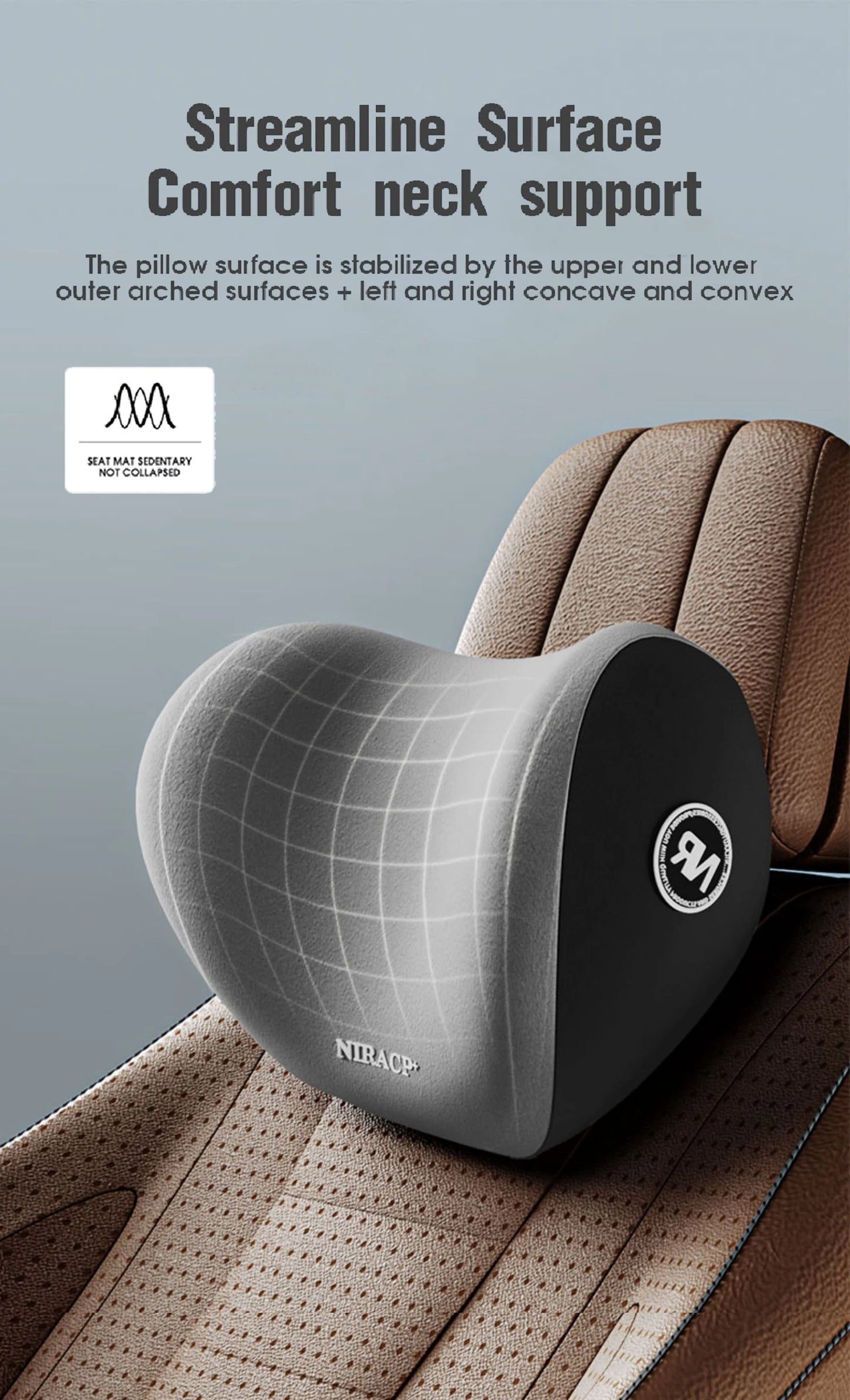 Almohada para el cuello del asiento del coche, soporte Lumbar ajustable, reposacabezas de cintura, cojín lumbar, espuma viscoelástica, accesorios interiores de viaje