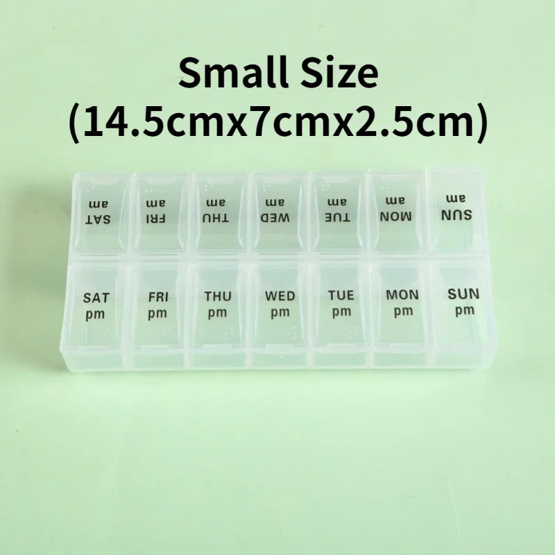 Weekly Portable Travel Pill Box 7 Days Organizer 14 Grids Cont