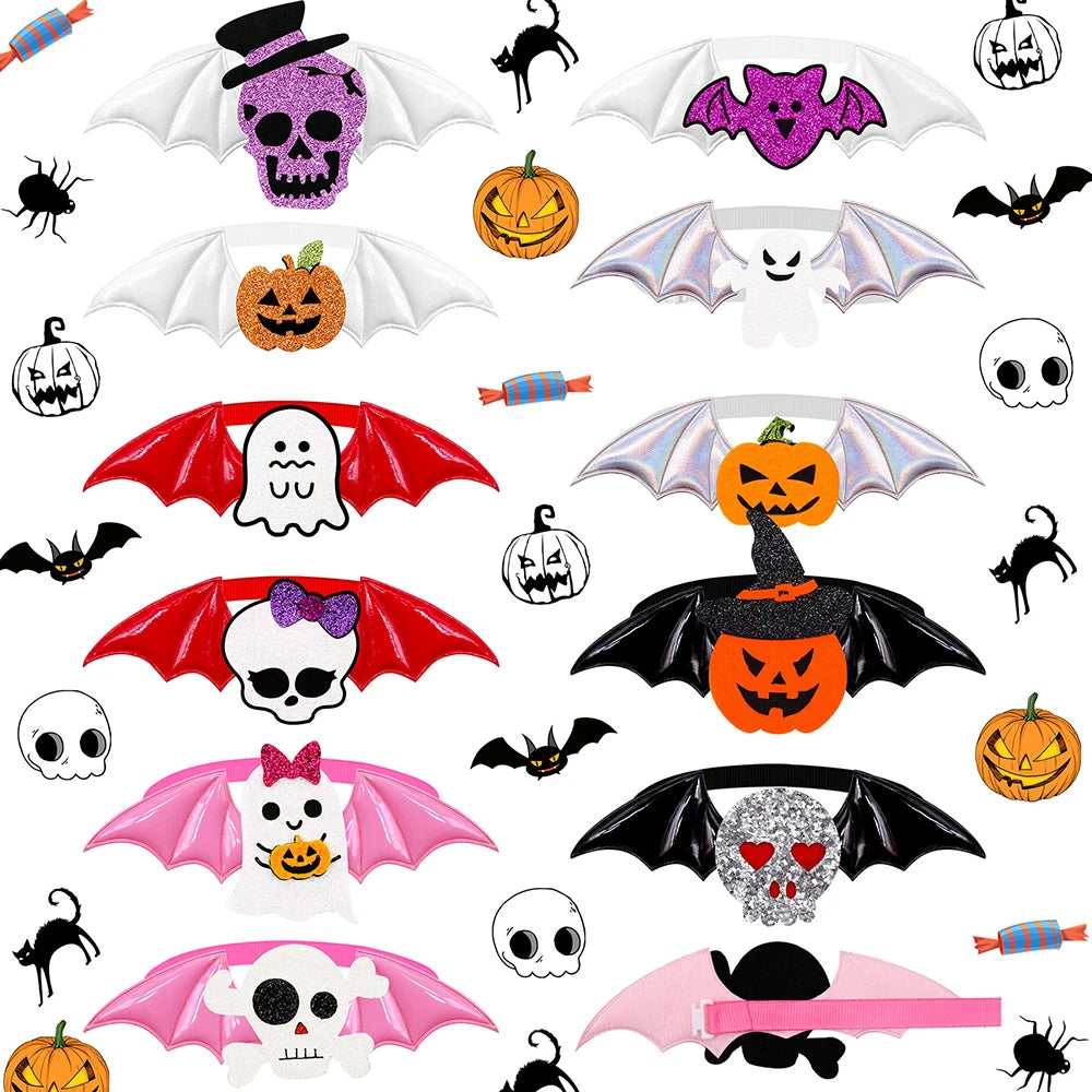 50 pieces. Halloween Decoration Dog Accessory Wings Dog Bow Skull Pumpkin Cat Grooming