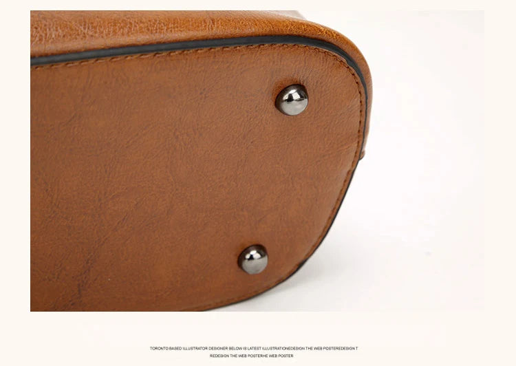 Bolsos de hombro de cuero con cera de aceite para mujer, bolso cruzado Vintage,
