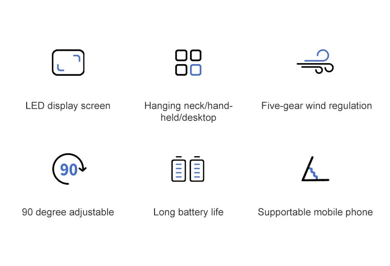 Mini USB Handheld Fan Portable Folding Neck Hanging Fan 