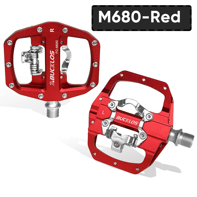 BUCKLOS PD-M680 Double Flat &amp; Lock MTB Bike Pedals 