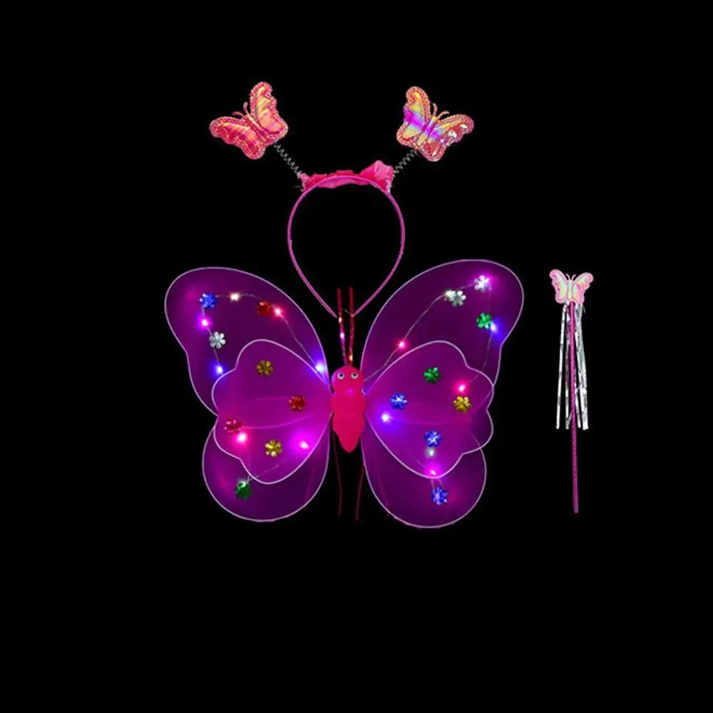 Accesorios de disfraz LED para niños y niñas, faldas de Ángel, alas luminosas