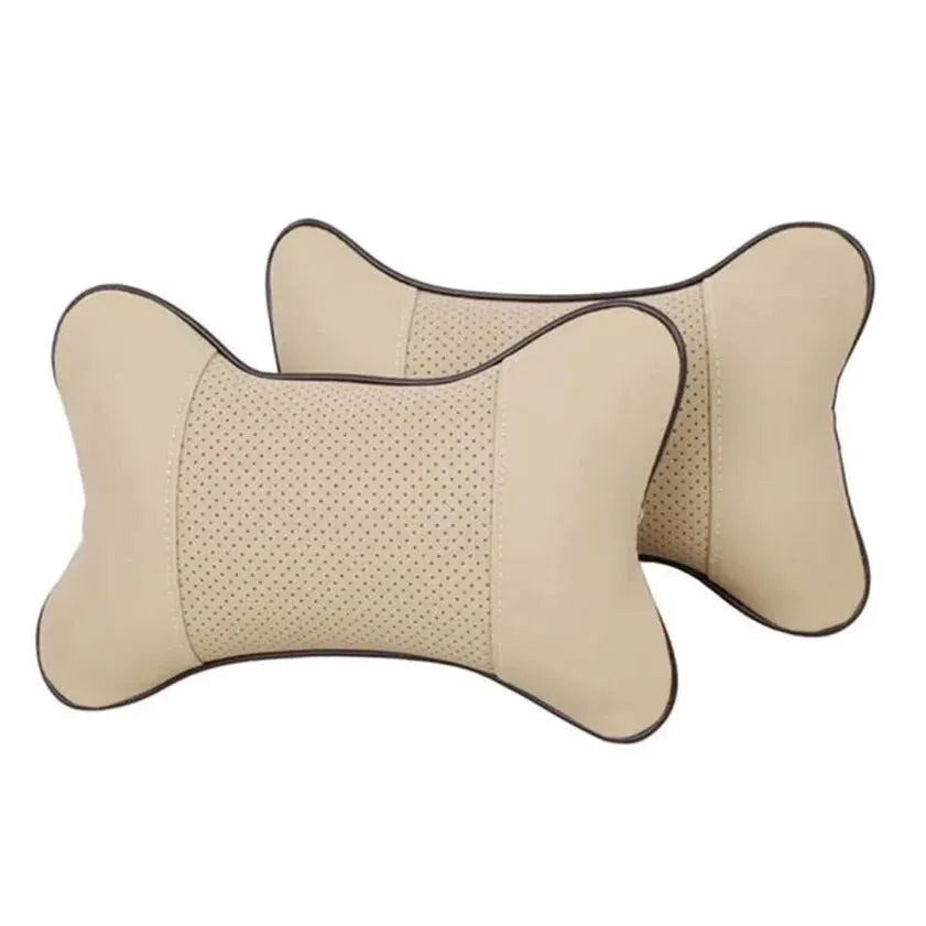 Almohadas universales de cuero Pu para el cuello del coche, reposacabezas para aliviar el dolor de cabeza, relleno de fibra, paquete de 1 piezas