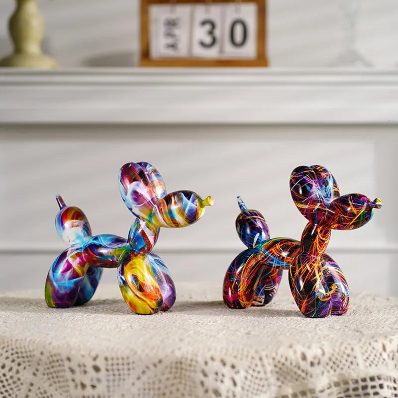 Resin Graffiti Balloon Dog Figurines Indoor Home Decoration 