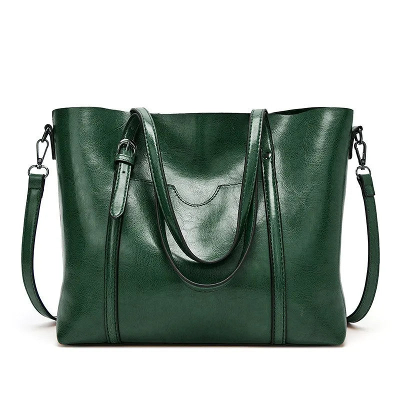 Bolsos de hombro de cuero con cera de aceite para mujer, bolso cruzado Vintage,