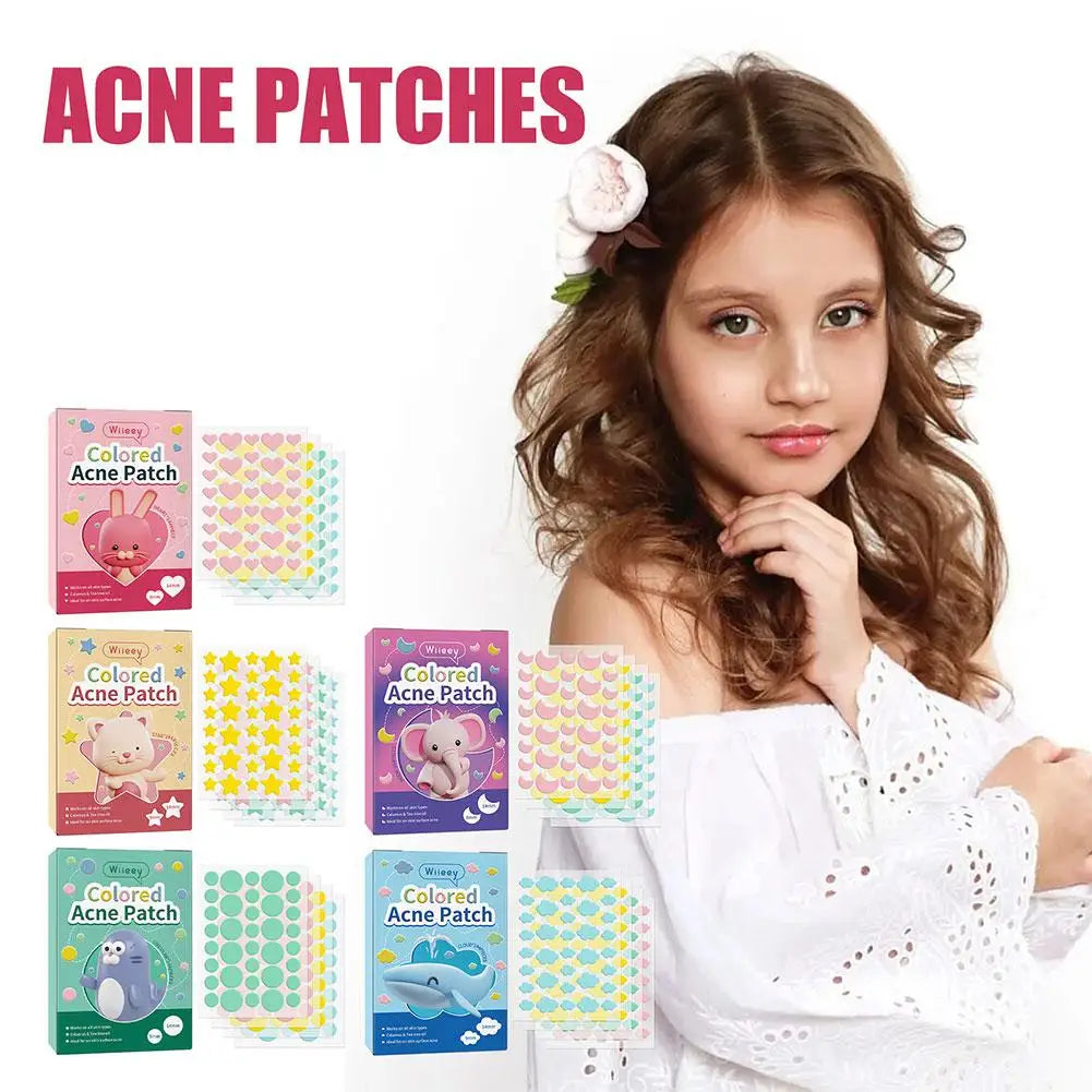 Parches de estrellas para eliminar acné, pegatinas invisibles de colores para el cuidado de la piel, corrector de manchas faciales, herramientas de maquillaje de belleza, 144 piezas