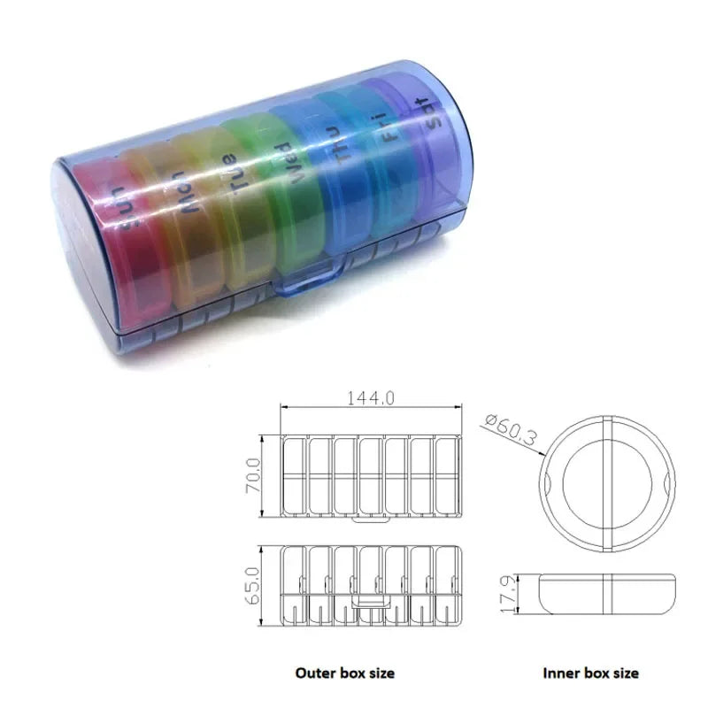 Pastillero portátil para viaje, organizador de 7 días, 21/14 rejillas, 3 veces