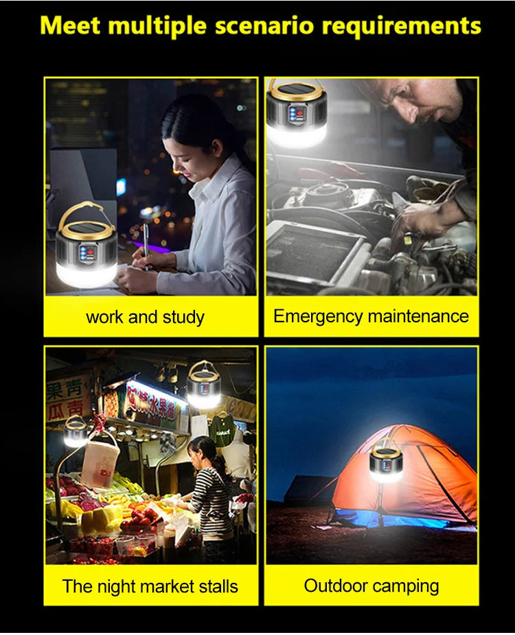 LED Solar Camping Light Waterproof Rechargeable Tent Lamp lint