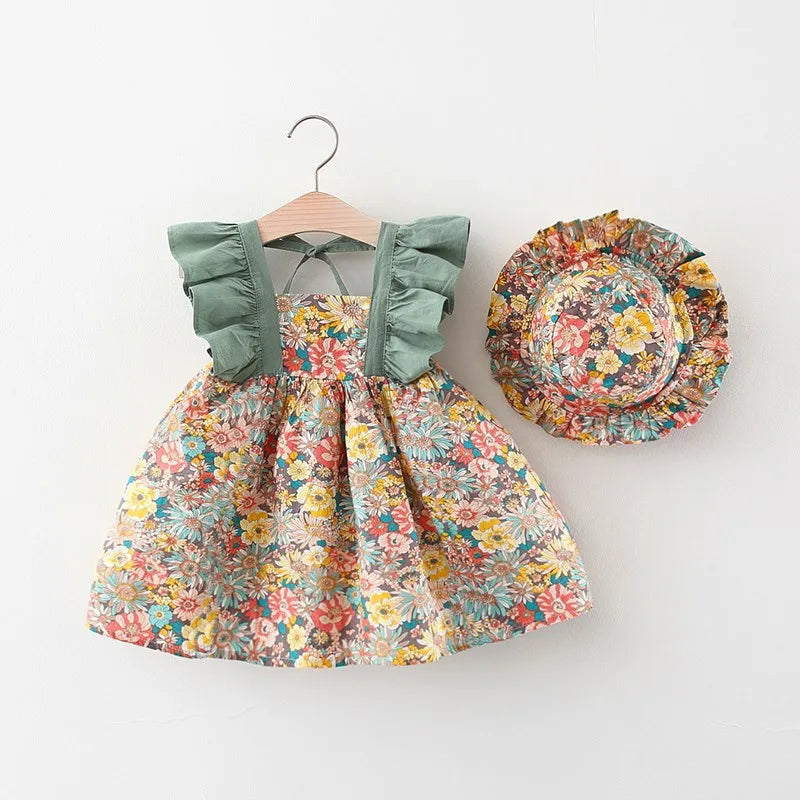 Baby Strap Dress Sleeveless Princess Dress Fragments Flowers 