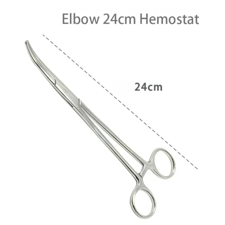 Pinzas hemostáticas de acero inoxidable, pinzas quirúrgicas vasculares, codo r