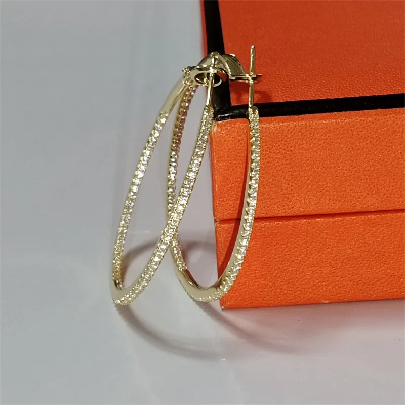 Senlissi Diamond Hoop Earrings for Women 925 Silver Earrings with din 