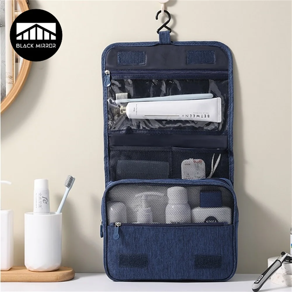 Neceser portátil con gancho colgante para hombre y mujer, bolsa de almacenamiento de cosméticos, impermeable, de gran capacidad, para viaje y maquillaje