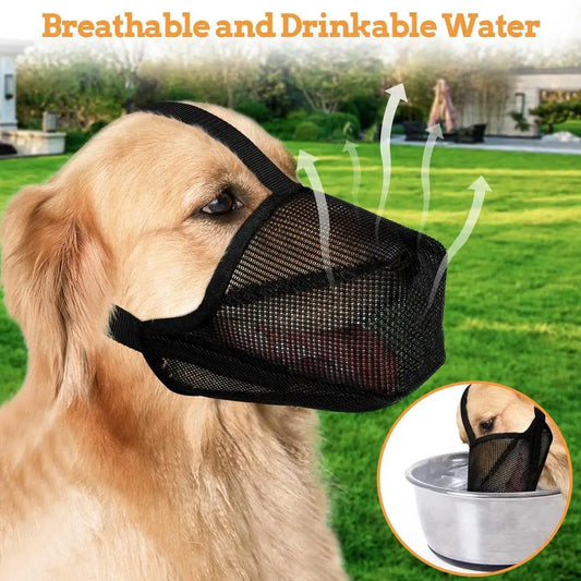 Anti Bark Dog Muzzle, Adjustable Breathable Mesh Dog Muzzle 