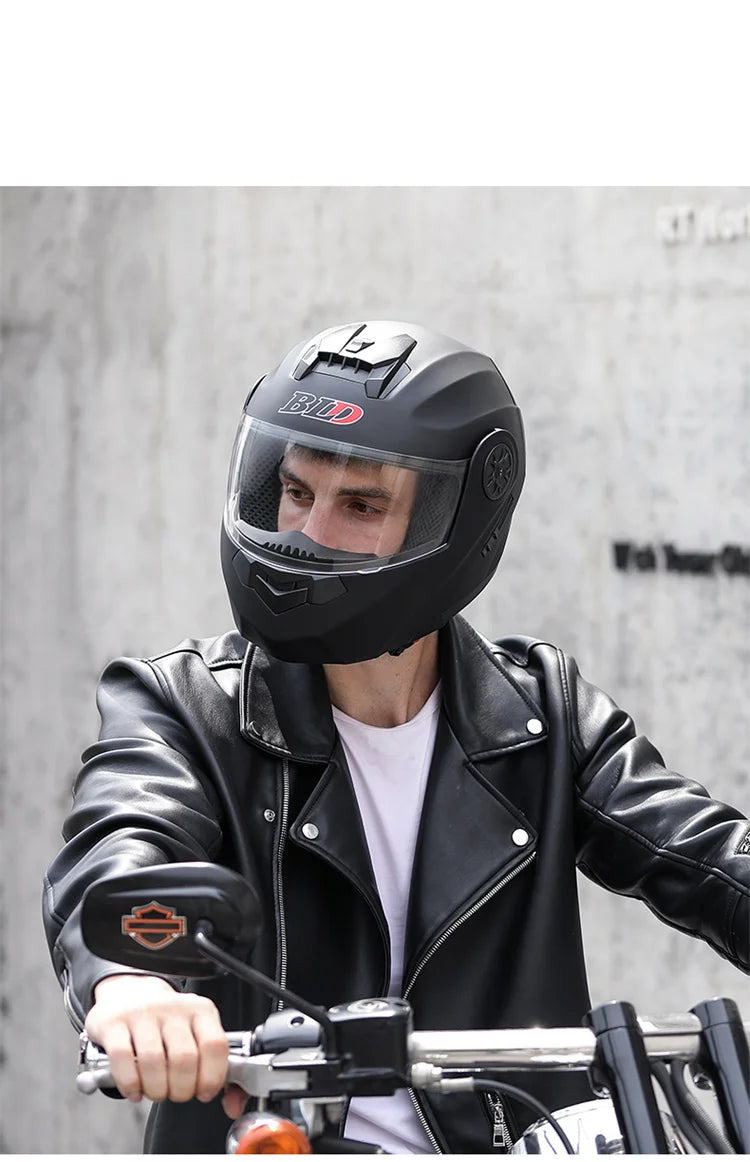 BLD-Casco de motocicleta personalizado para hombre y mujer, protector de cabeza