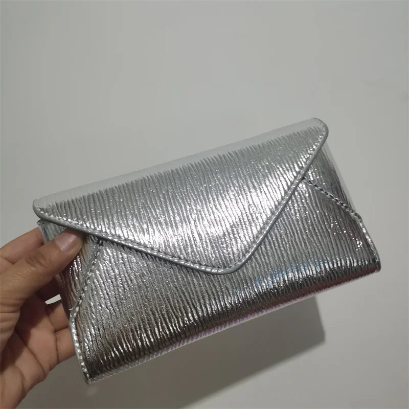 Bolso de noche de diseño de lujo para mujer, bolso de mano de día para mujer, bolso de mano diario, bolso de mano, bolso cruzado de cadena dorada brillante para fiesta de boda