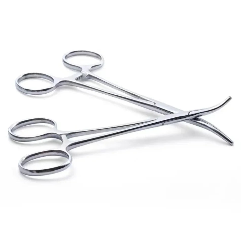 Pinzas hemostáticas de acero inoxidable, pinzas quirúrgicas vasculares, codo r