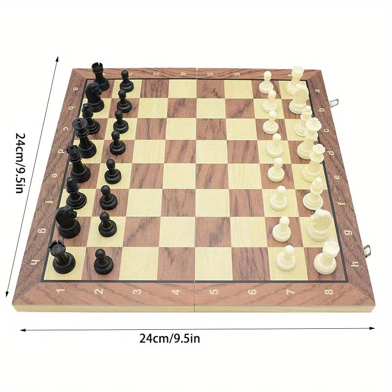 Folding Magnetic Chess Set Solid Wood Children's Gift Games 