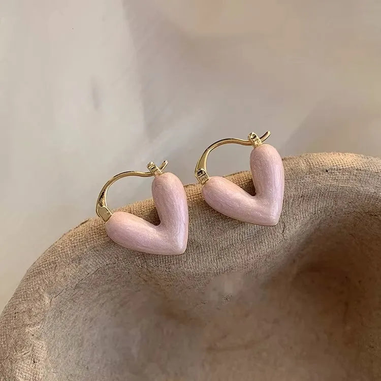 Pendientes de tuerca con forma de corazón para mujer, aretes colgantes de amor,