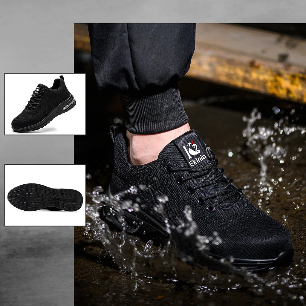 Zapatos de seguridad con amortiguación de aire para hombres y mujeres, zapatill