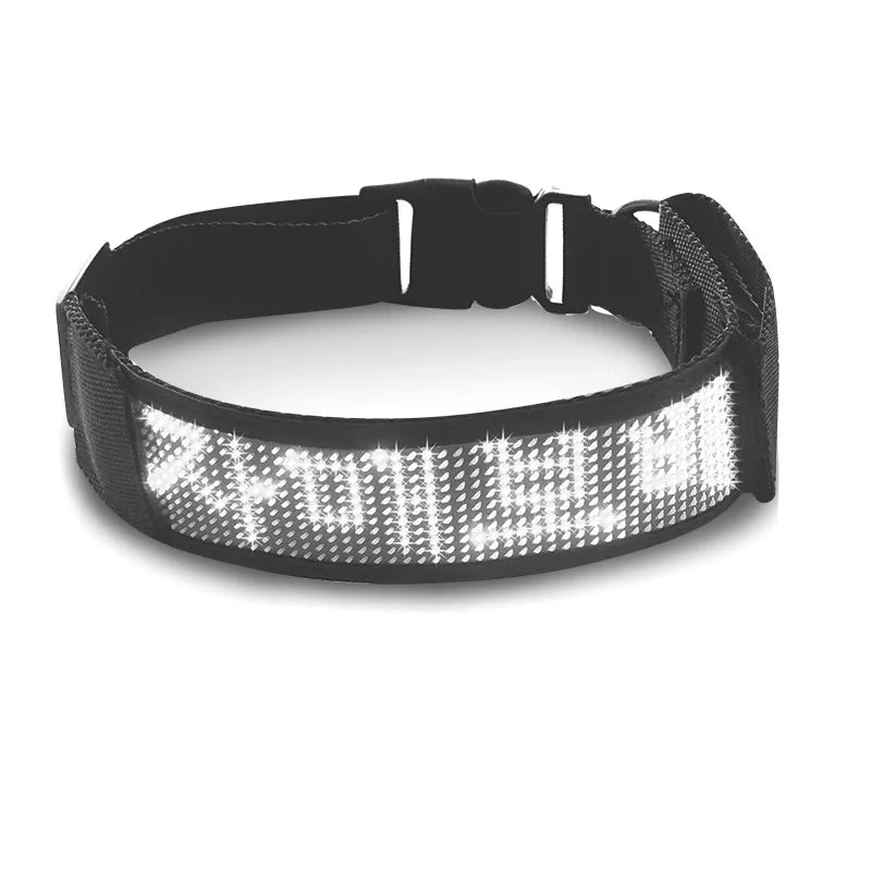 Pet Anti-Lost Collar Bluetooth LED Display Adjustable Size Night Luminous USB