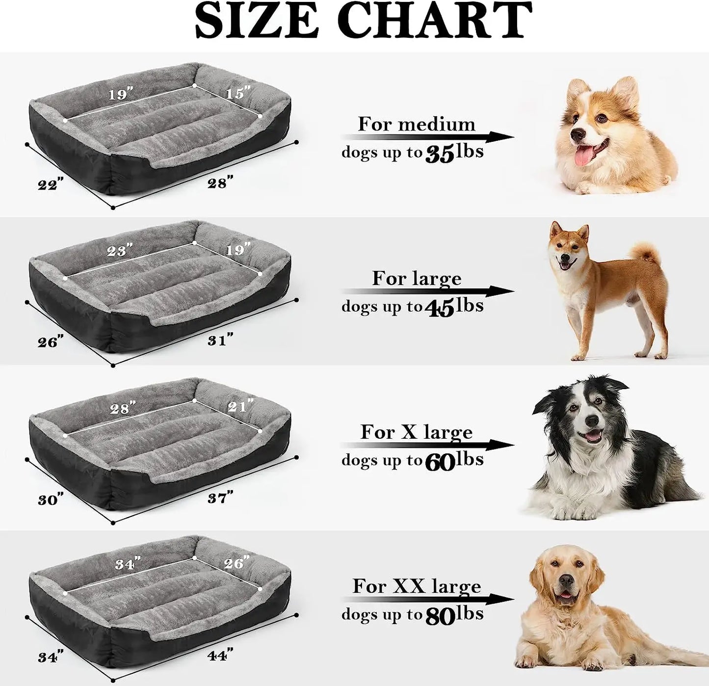 ATUBAN Rectangular Dog Bed for Large and Medium Dogs Washable Comfortable and Comfortable 