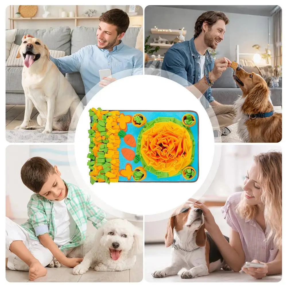 Dog Sniffing Mat Interactive Dog Feeding Pad Dog Puzzle Toys Pet Sniffing Mat with Squeaky Carrots Pet Dispenser