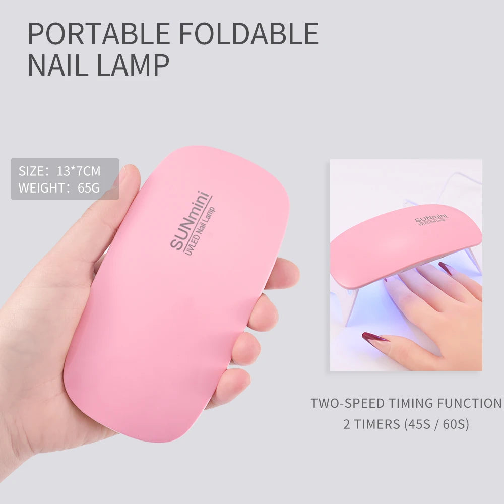 Lámpara UV para uñas, Máquina secadora portátil, recargable por USB, luz LED de secado rápido para manicura, herramientas de barniz de Gel