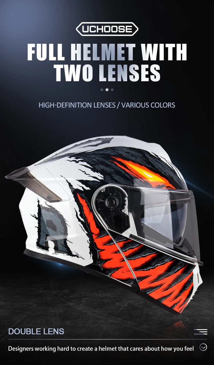 Uchoose Motorcycle Full Face Helmets Crash Protective Gear 