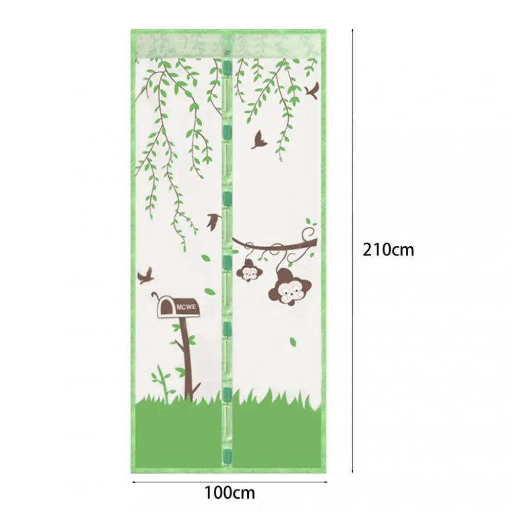 Mosquitera magnética de cierre automático para puerta, antimoscas rojas con di