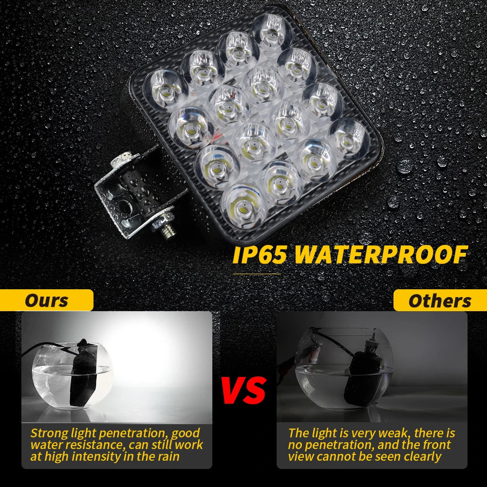 Luz LED de trabajo para todoterreno, foco de 4x4, 12V y 24V, para Jeep, camión,