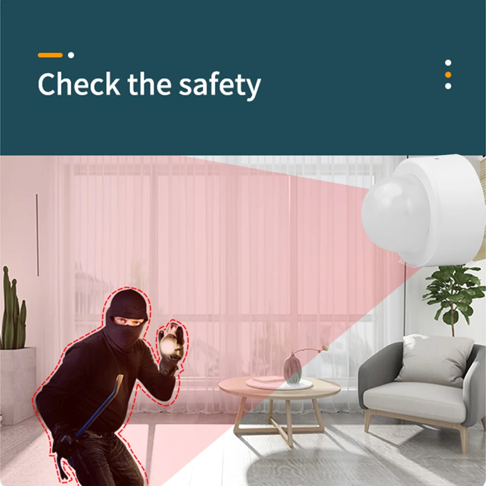 Tuya-Mini Detector de movimiento PIR 2 en 1 Zigbee + luz Lux brillante, Sensor d