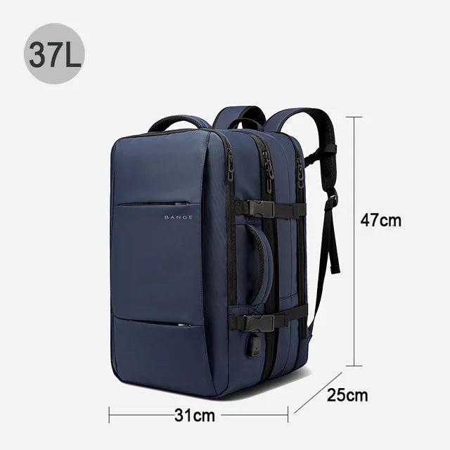 BANGE-mochila de viaje para hombre, morral de negocios expandible con USB, de gran capacidad, resistente al agua, para ordenador portátil, 17,3