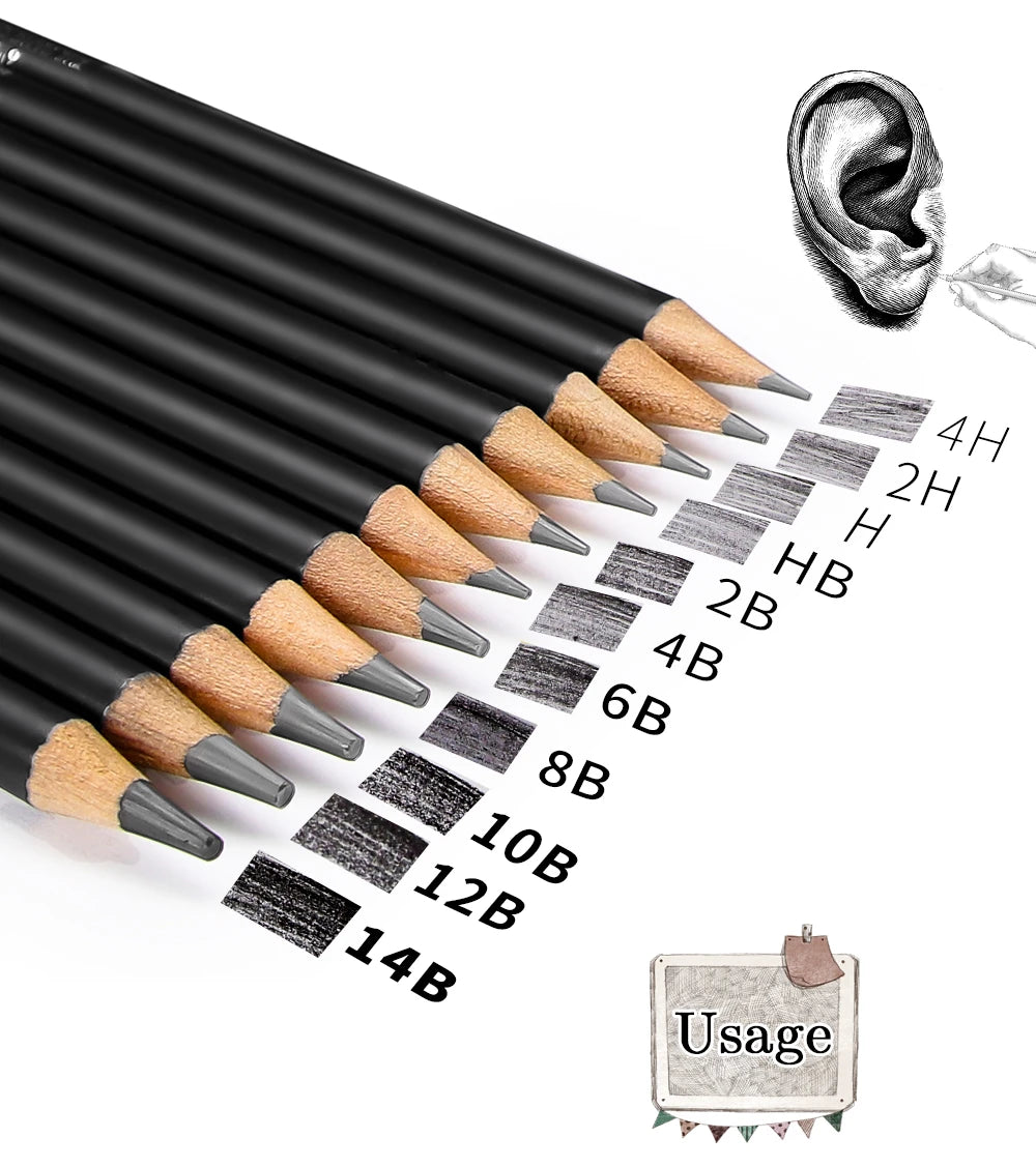 4H Professional Drawing Pencils Set Stationery Art Supplies 