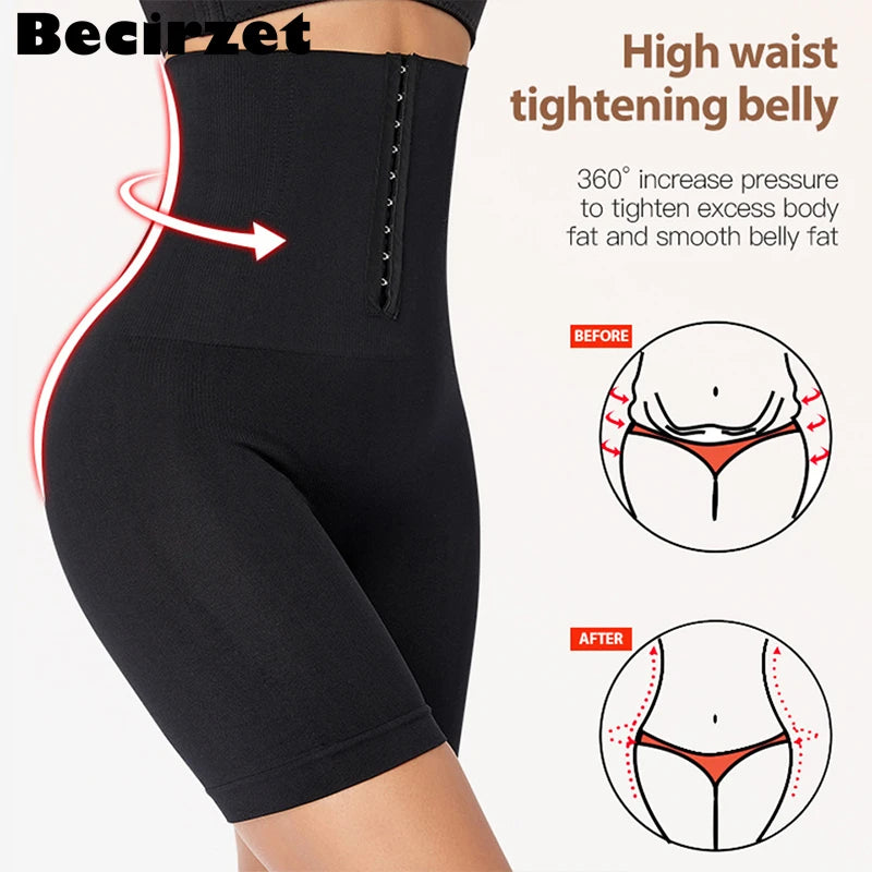 Women High Waist Flat Belt Waist Shapewear Slimming Panties Tummy Control Shapewear Shaping Straps 