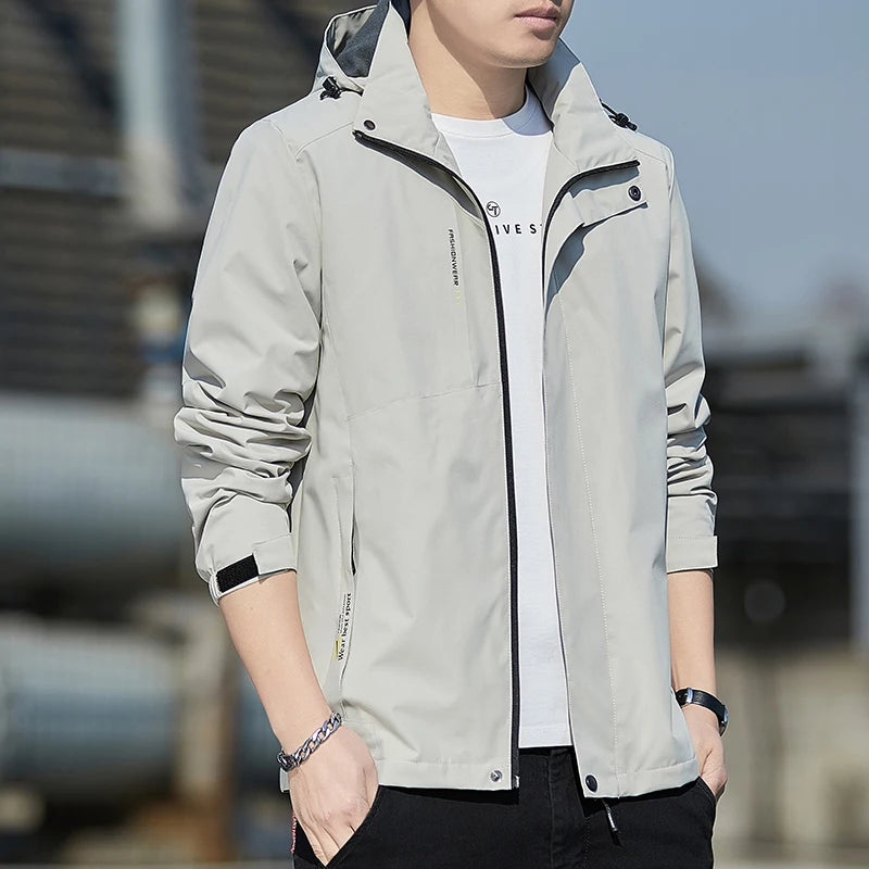 Men's Plush Waterproof Jacket Casual Windproof Cotton Coat 