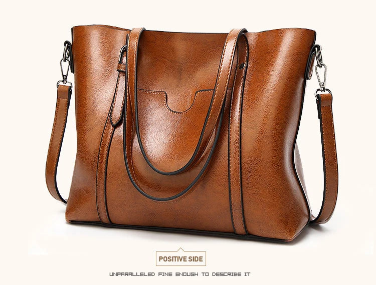 Bolsos de hombro de cuero con cera de aceite para mujer, bolso cruzado Vintage,