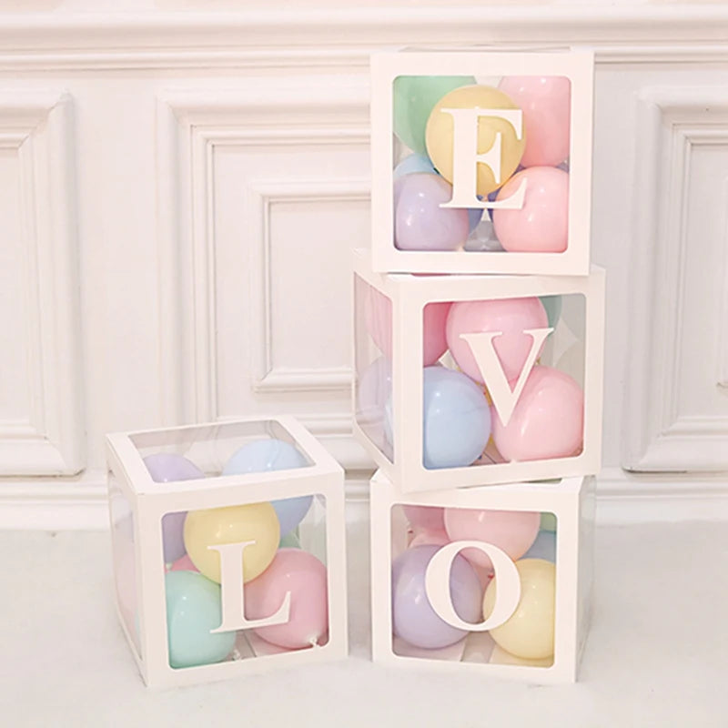 Transparent Letter Balloons Box Baby Shower Birthday Decoration 