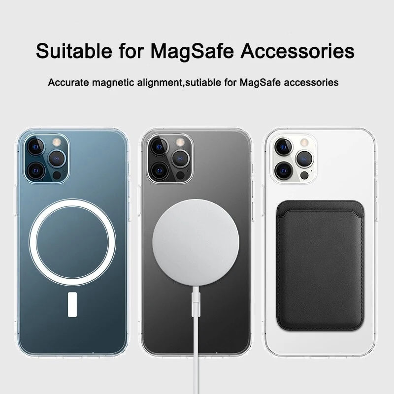 Vanuoxin-funda magnética Original para iPhone, carcasa transparente a prueba de golpes para iPhone 15, 14, 13, 12 Mini, 11 Pro Max, MagSafe, PC + TPU