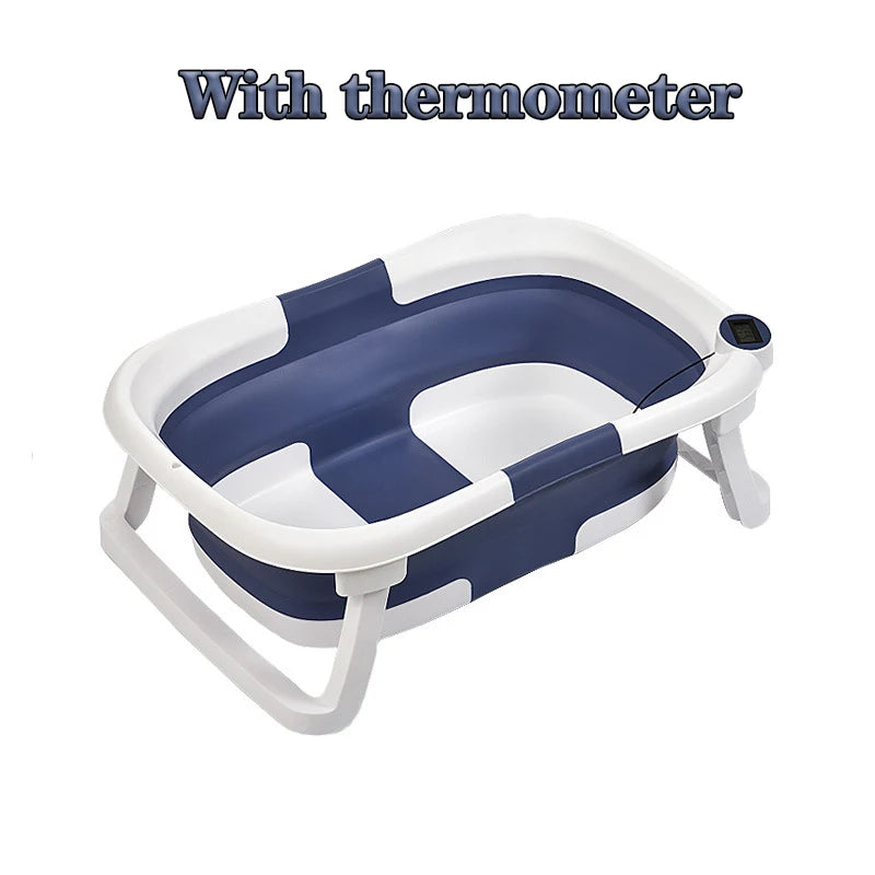 Cubo de baño de silicona para bebé, accesorio plegable con sensor de temperatu