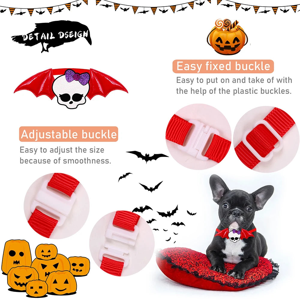 50 pieces. Halloween Decoration Dog Accessory Wings Dog Bow Skull Pumpkin Cat Grooming