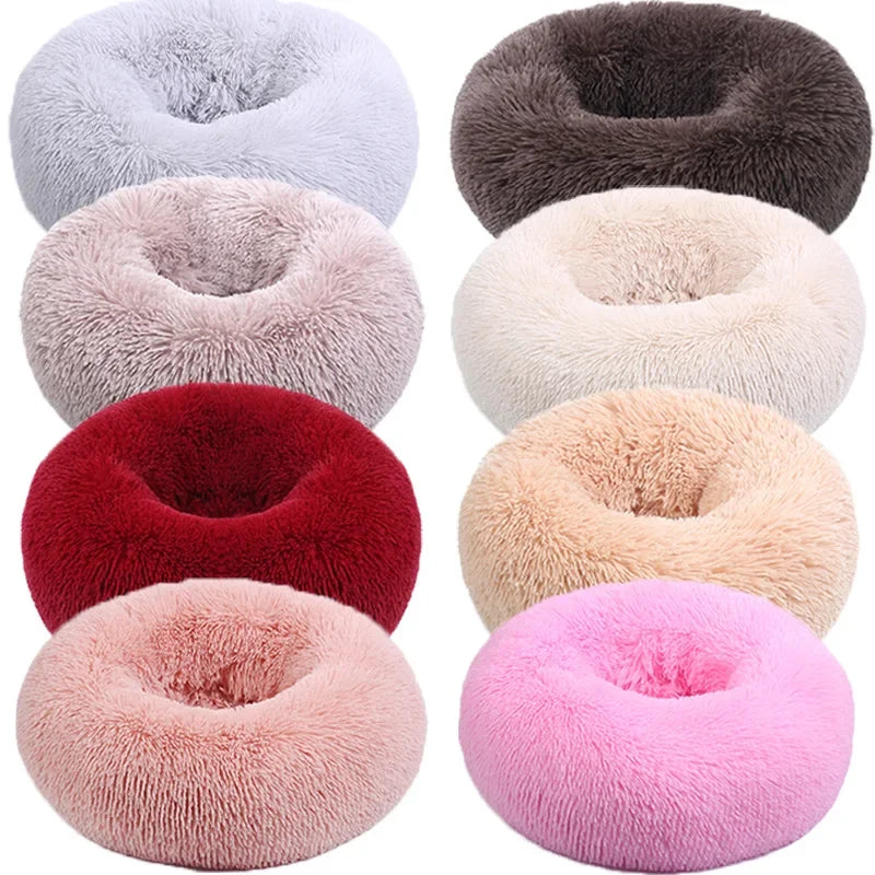 Super Soft Round Pet Bed Long Plush Dog House for Medium Dogs 