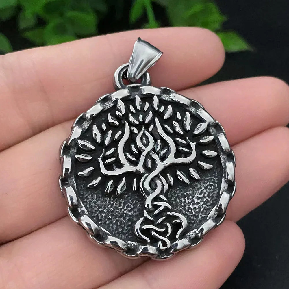 Collar Vintage vikingos Árbol de la vida para hombre, amuleto nórdico celta, c