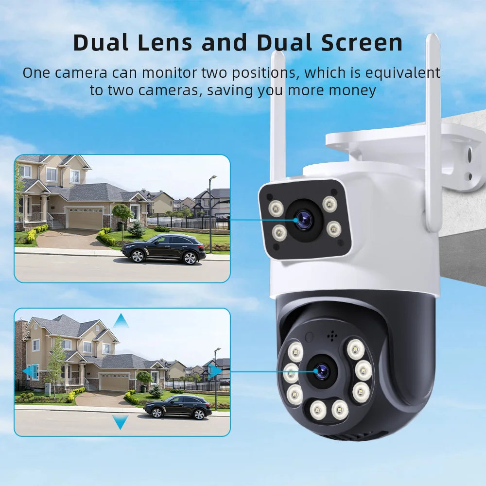 camara vigilancia wifi camara vigilancia wifi exterior Cámara de vigilancia Wifi 4K 8MP, lente Dual, inalámbrica, seguridad al aire libre, PTZ, cámaras IP, AI, detección humana, cámara CCTV, Zoom Digital 4X