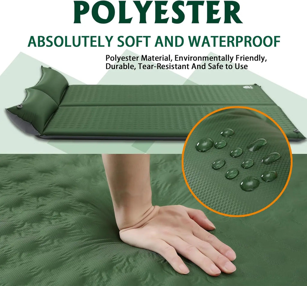 Colchoneta inflable para acampar, colchón de autoinflado, grueso, empalmado, ti