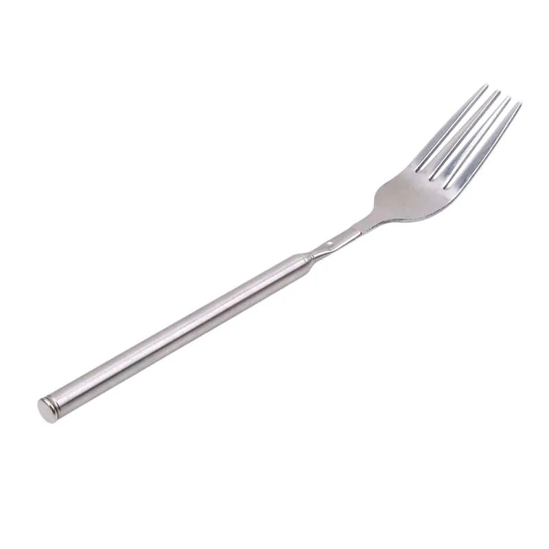 Stainless Silver Telescopic Extendable Fork Long Dinner Cutlery 