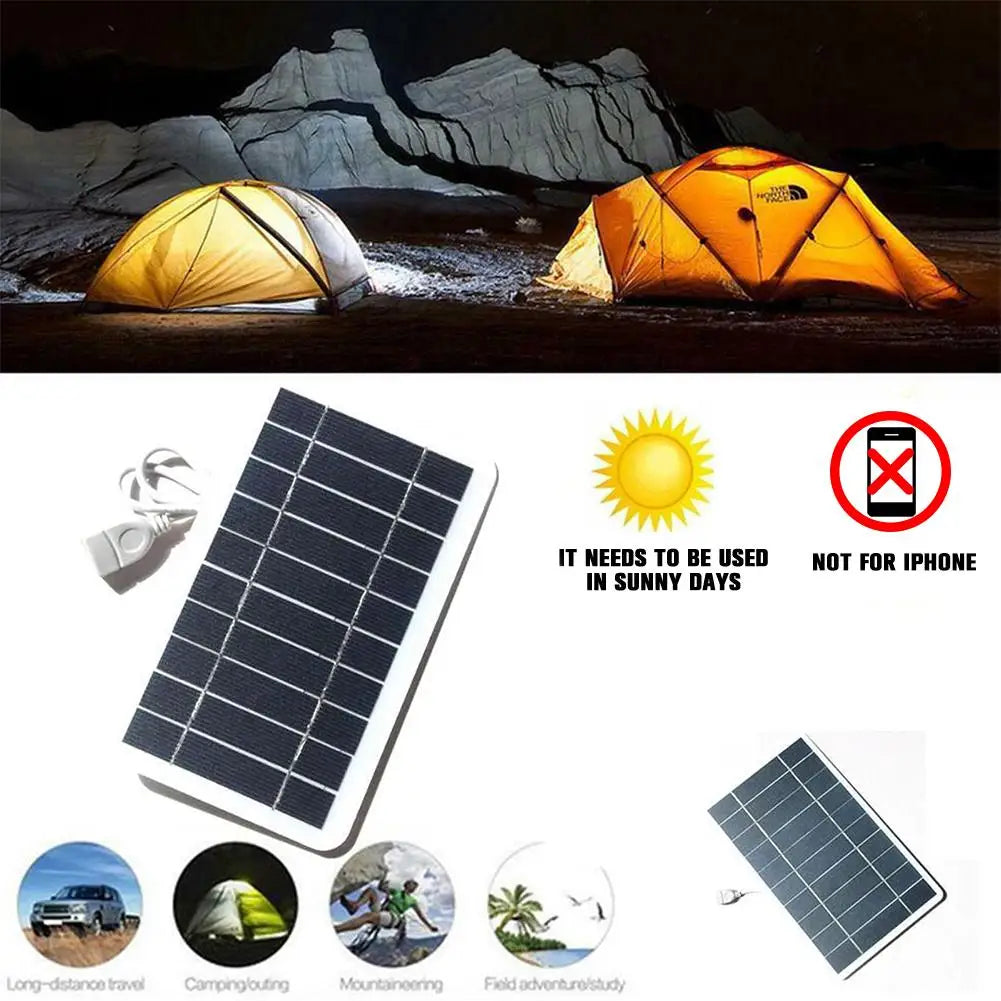 Panel Solar portátil de 5V y 2W, placa Solar con carga segura USB, estabiliza el cargador de batería para teléfono, Banco de energía, Camping al aire libre, hogar