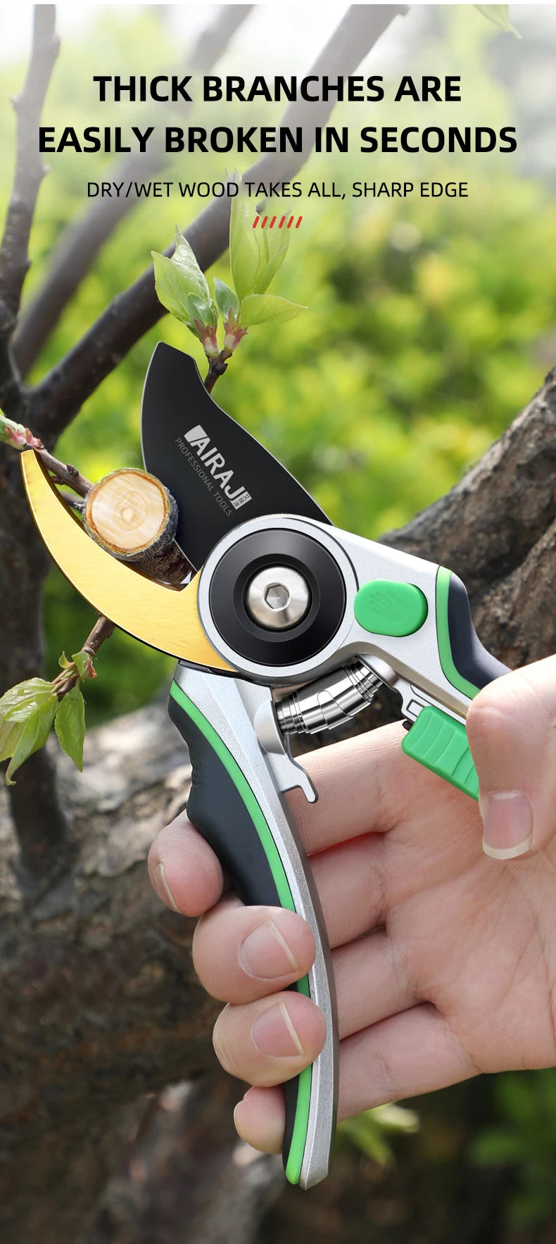 AIRAJ-tijeras de podar para jardinería, herramientas de jardín, ahorro de mano