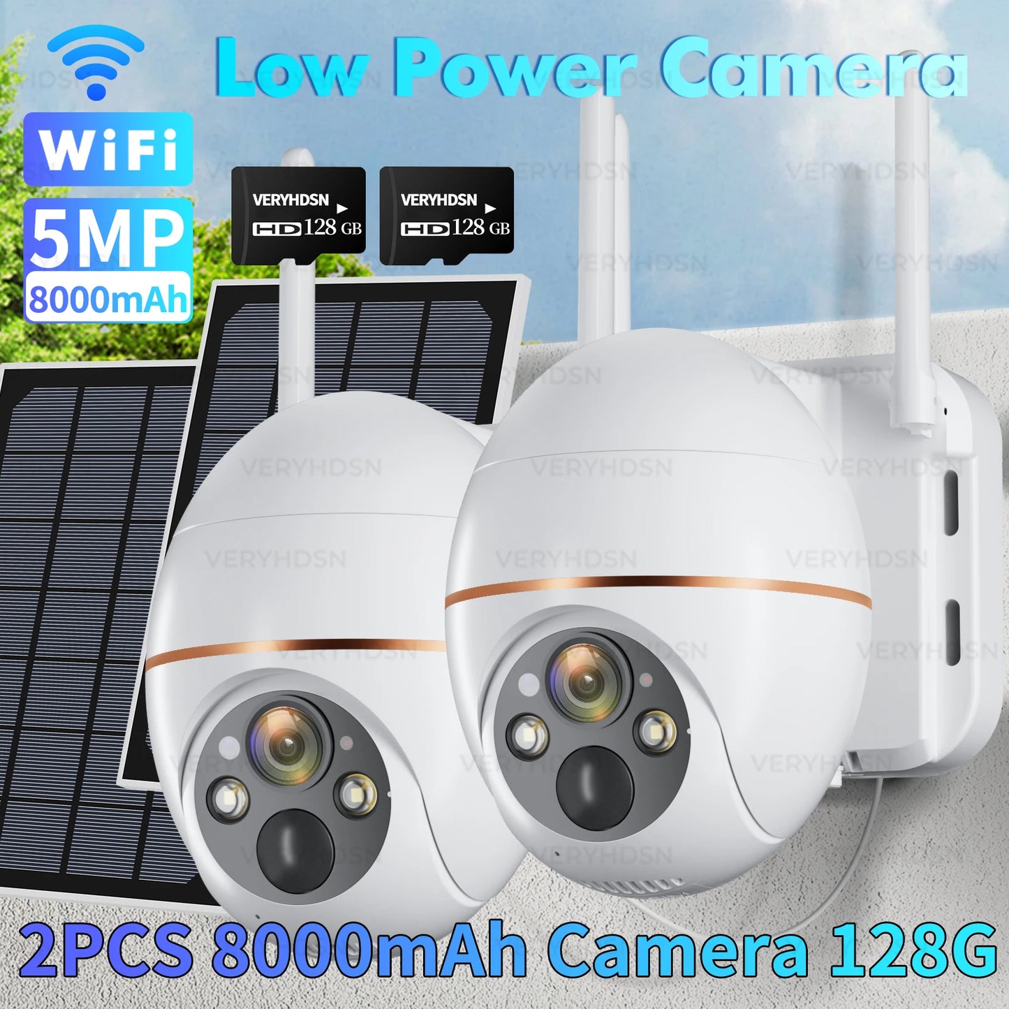 Cámara IP Solar de 5MP con WIFI, videocámara de vigilancia PTZ con batería de 8000mAh, inalámbrica, PIR, seguimiento de personas, CCTV para exteriores, HD, resistente al agua, Zoom 5X camara de vigilancia y ver por el